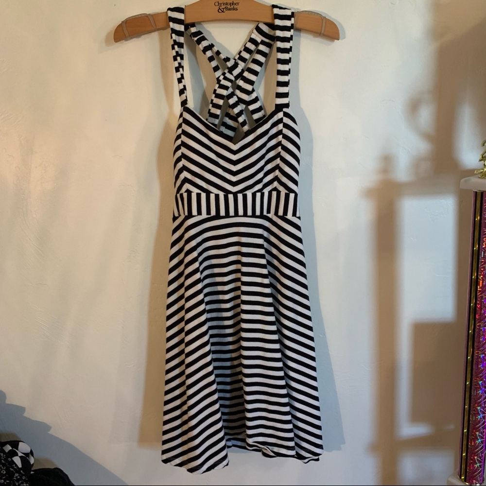 Black and white striped dress
